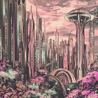 Ivyglow Occultism style, Midjourney V6.1: megacity with futuristic bioarchitecture