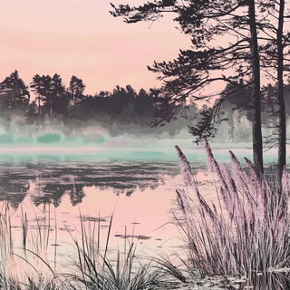 Ivyglow Occultism style, Midjourney V6.1: realistic landscape photograph of quiet dawn
