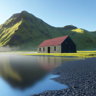 Cliffnoir style, Midjourney V6.1: realistic landscape photograph of quiet dawn