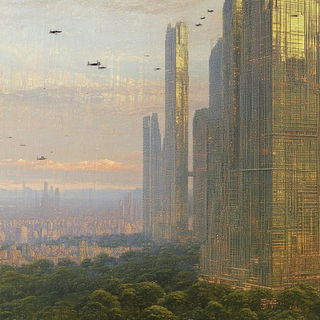 Fossilized Pomegranate style, Midjourney V6.1: megacity with futuristic bioarchitecture