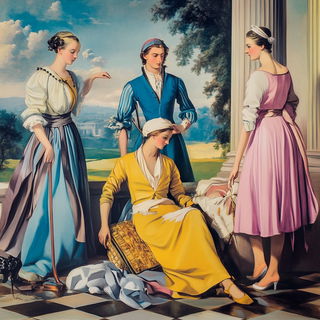 Cliffmarionette style, Midjourney V6.1: classical 18th-century oil painting