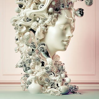 Vertimechanica style, Midjourney V6.1: abstract 3D render