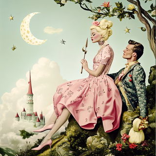 Vertimechanica style, Midjourney V6.1: retro fairy-tale illustration
