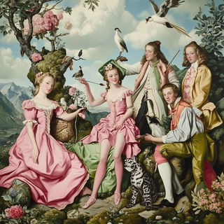 Vertimechanica style, Midjourney V6.1: classical 18th-century oil painting