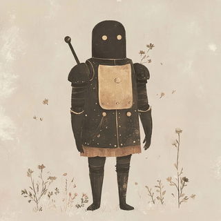 Aviastroke style, Midjourney V6.1: concept art character design of retropunk steam knight
