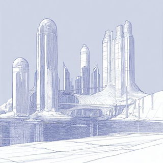 Chromafresco style, Midjourney V6.1: megacity with futuristic bioarchitecture