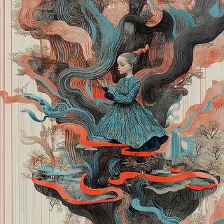Skybone Architecture style, Midjourney V6.1: retro fairy-tale illustration