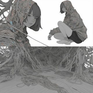 Skybone Architecture style, Midjourney V6.1: black-and-white manga comic strip