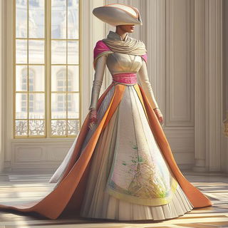 Mycelial Sunburst style, Midjourney V6.1: haute-couture fashion outfit
