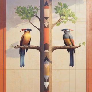 Mycelial Sunburst style, Midjourney V6.1: traditional folk art