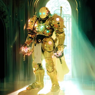 Inkwood Pilgrim style, Midjourney V6.1: concept art character design of retropunk steam knight