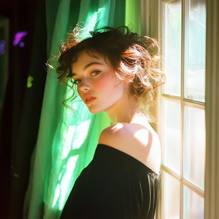 Inkwood Pilgrim style, Midjourney V6.1: photographic portrait of female protagonist