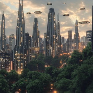 Sepulchral Lineage style, Midjourney V6.1: megacity with futuristic bioarchitecture