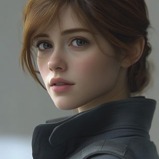Ashroad Stations style, Midjourney V6.1: photographic portrait of female protagonist