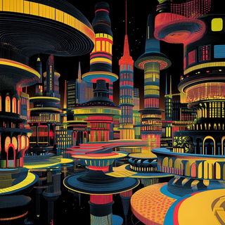 Cremeglyph style, Midjourney V6.1: megacity with futuristic bioarchitecture