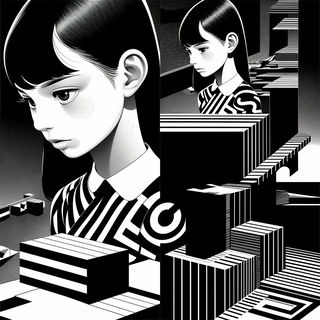 Cremeglyph style, Midjourney V6.1: black-and-white manga comic strip