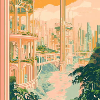 Opera Monstrata style, Midjourney V6.1: megacity with futuristic bioarchitecture