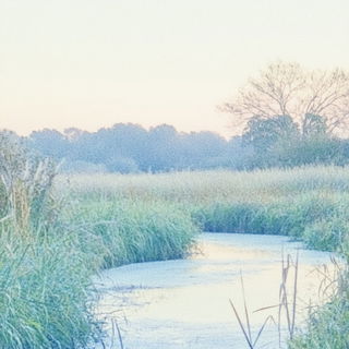 Sunshard style, Midjourney V6.1: realistic landscape photograph of quiet dawn