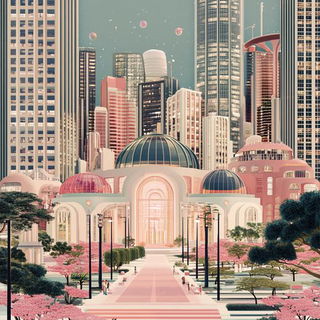 Brushed Petal Enamel style, Midjourney V6.1: megacity with futuristic bioarchitecture