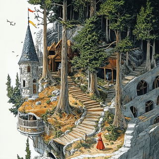 Primary Block Ballet style, Midjourney V6.1: retro fairy-tale illustration