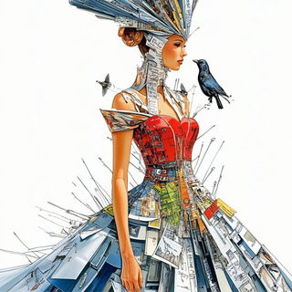 Primary Block Ballet style, Midjourney V6.1: haute-couture fashion outfit