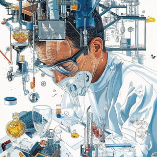 Primary Block Ballet style, Midjourney V6.1: editorial illustration for popular scientific magazine cover