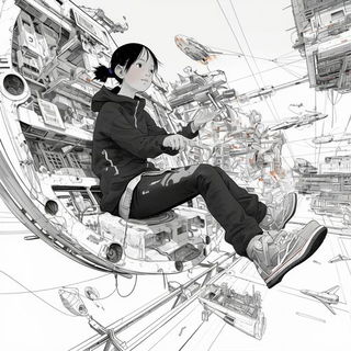 Primary Block Ballet style, Midjourney V6.1: black-and-white manga comic strip