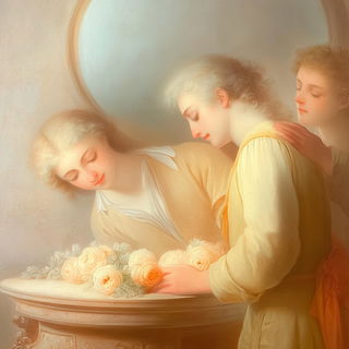 Prismarble style, Midjourney V6.1: classical 18th-century oil painting