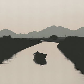 Fissurepunk style, Midjourney V6.1: realistic landscape photograph of quiet dawn