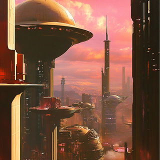 Sunscar Chromapulp style, Midjourney V6.1: megacity with futuristic bioarchitecture