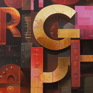 Sunscar Chromapulp style, Midjourney V6.1: typographic composition with large letters