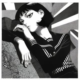 Neon Quench style, Midjourney V6.1: black-and-white manga comic strip