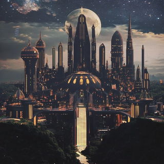 Atlasflare style, Midjourney V6.1: megacity with futuristic bioarchitecture