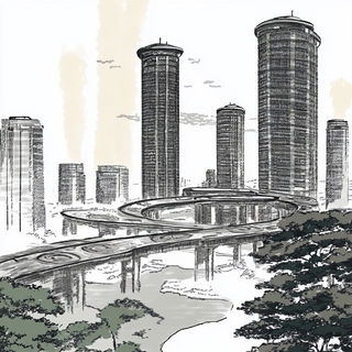 Violetastro style, Midjourney V6.1: megacity with futuristic bioarchitecture