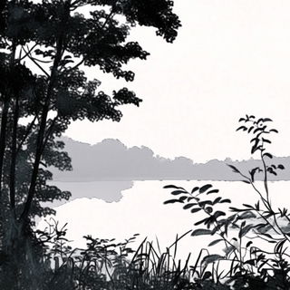 Violetastro style, Midjourney V6.1: realistic landscape photograph of quiet dawn