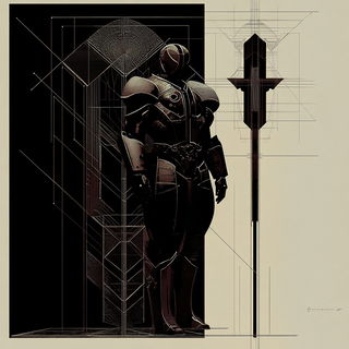 Blackthread Dramaturgy style, Midjourney V6.1: concept art character design of retropunk steam knight