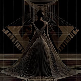 Blackthread Dramaturgy style, Midjourney V6.1: haute-couture fashion outfit