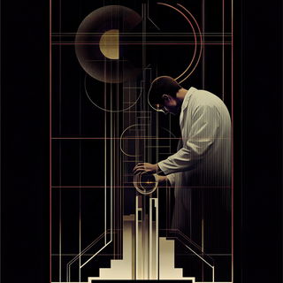 Blackthread Dramaturgy style, Midjourney V6.1: editorial illustration for popular scientific magazine cover