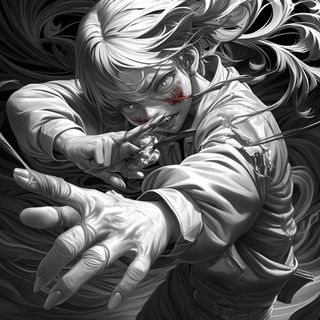 Prismosaic style, Midjourney V6.1: black-and-white manga comic strip