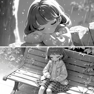 Watermark Balloonery style, Midjourney V6.1: black-and-white manga comic strip
