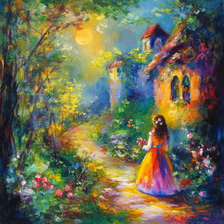 Paintspill Exposition style, Midjourney V6.1: retro fairy-tale illustration