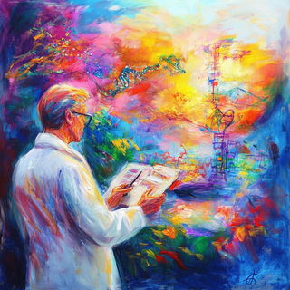 Paintspill Exposition style, Midjourney V6.1: editorial illustration for popular scientific magazine cover