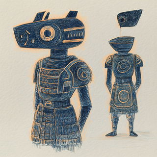 Vitrabel style, Midjourney V6.1: concept art character design of retropunk steam knight
