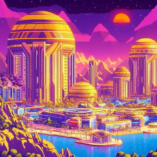 Crimson Loom Chorus style, Midjourney V6.1: megacity with futuristic bioarchitecture