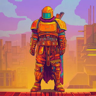 Crimson Loom Chorus style, Midjourney V6.1: concept art character design of retropunk steam knight