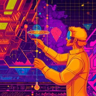 Crimson Loom Chorus style, Midjourney V6.1: editorial illustration for popular scientific magazine cover