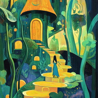 Aqualavure style, Midjourney V6.1: retro fairy-tale illustration
