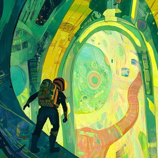 Aqualavure style, Midjourney V6.1: cinematic shot from sci-fi movie