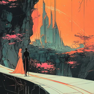 Tropochrome style, Midjourney V6.1: retro fairy-tale illustration