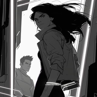 Tropochrome style, Midjourney V6.1: black-and-white manga comic strip